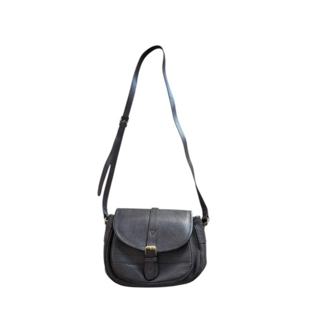 Polo Ralph Lauren Vintage‎ Black Pebbled Leather Crossbody Saddle Bag